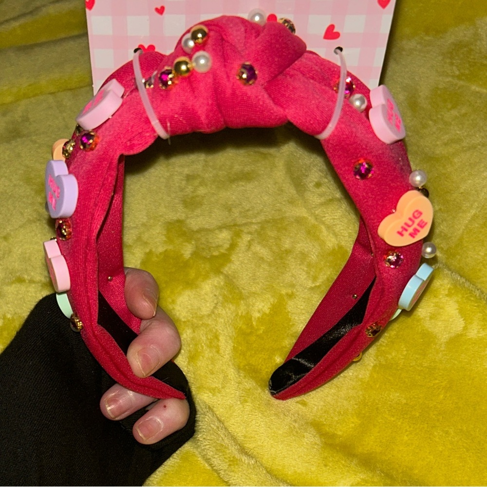 Hot Pink Candy Heart Beaded Knot Headband
